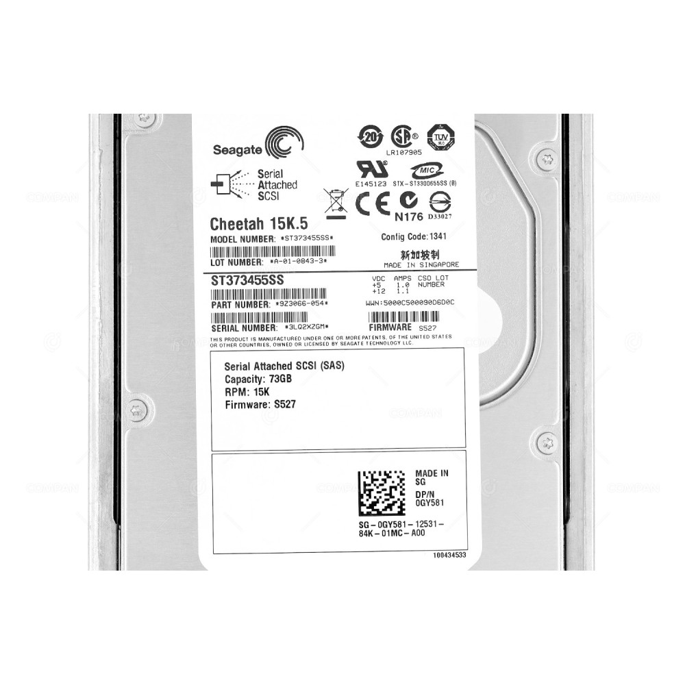 GY581 DELL HDD 73GB 15K SAS 3G 3.5" LFF HOT-SWAP